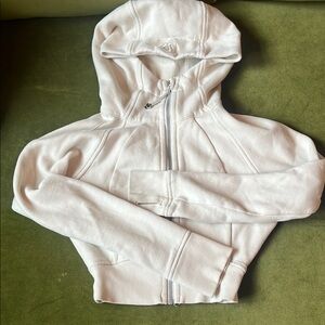 Lululemon Full Zip Cropped Scuba Hoodie Sweatshirt Sz 0 Off White